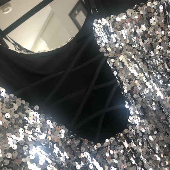 Silver sequin mini bodycon dress - M - Picture 3 of 5
